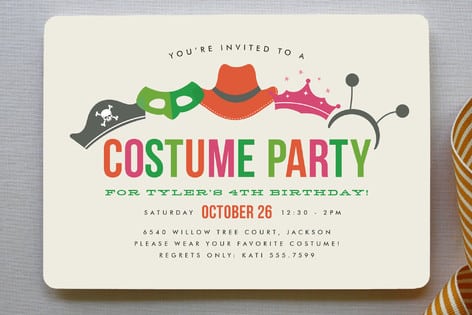 Boy Birthday Party Invitation Card Boys Invite Fancy Dress Costume