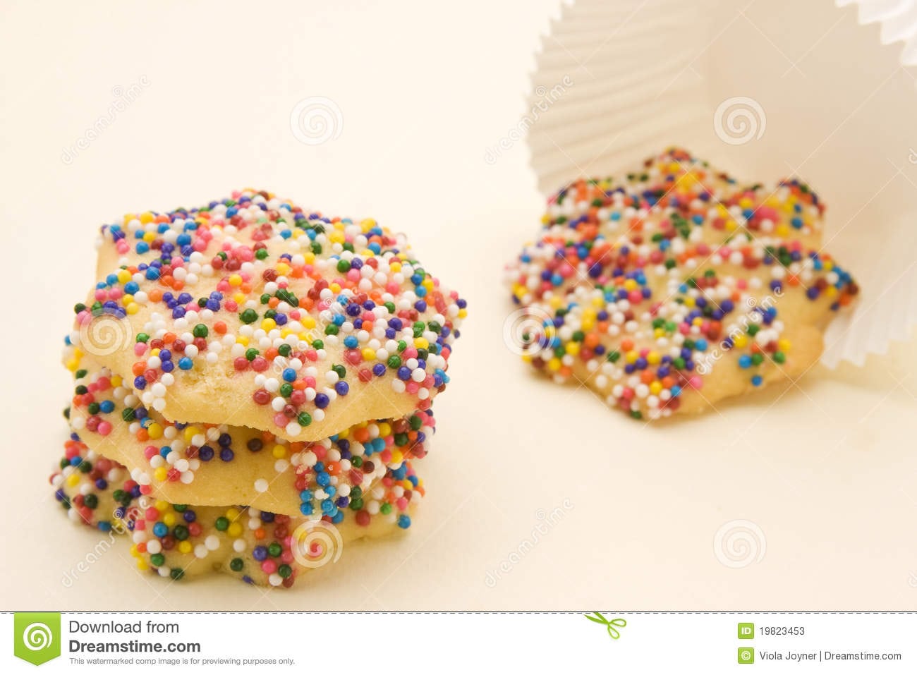 Butter Cookies Decorated With Sprinkles Stock Image