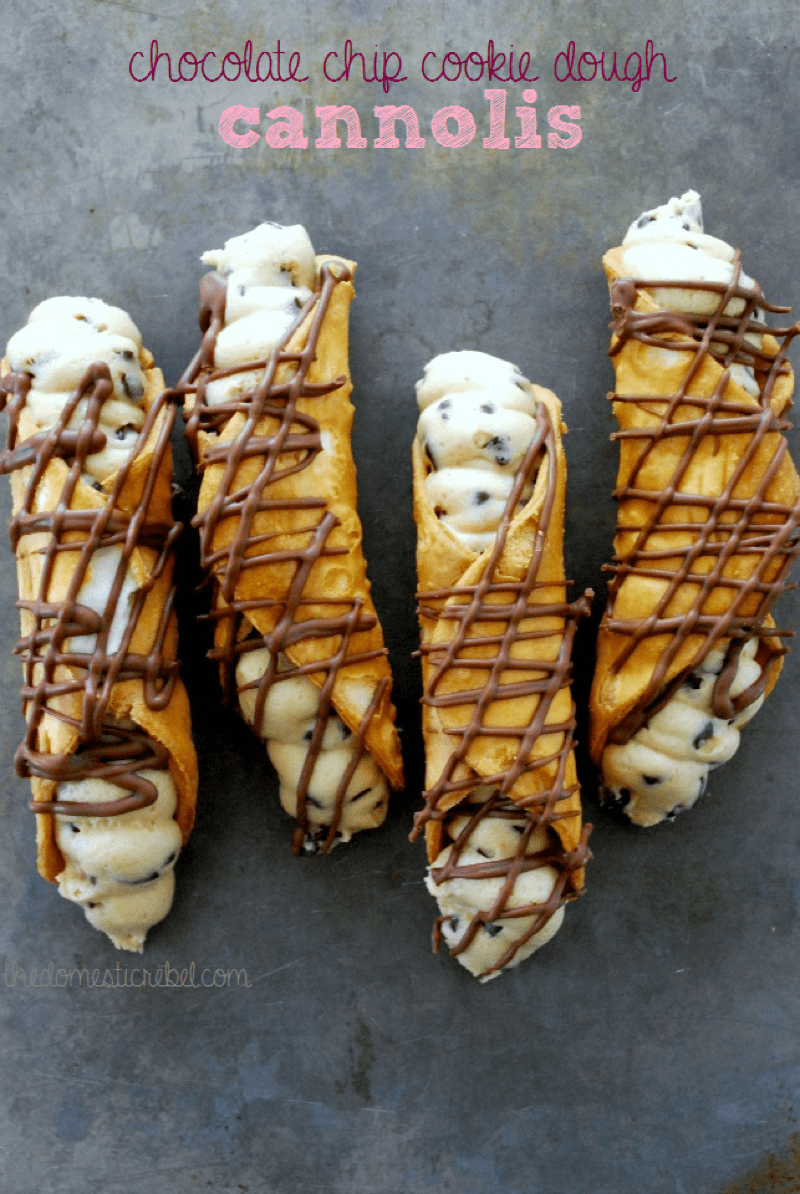 Chocolate Chip Cookie Dough Cannolis