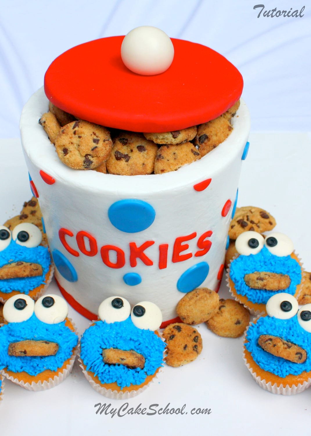 Cookie Jar Cake With Cookie Monster Cupcakes~ Blog Tutorial