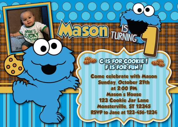Cookie Monster Birthday Invitations Cookie Monster Birthday