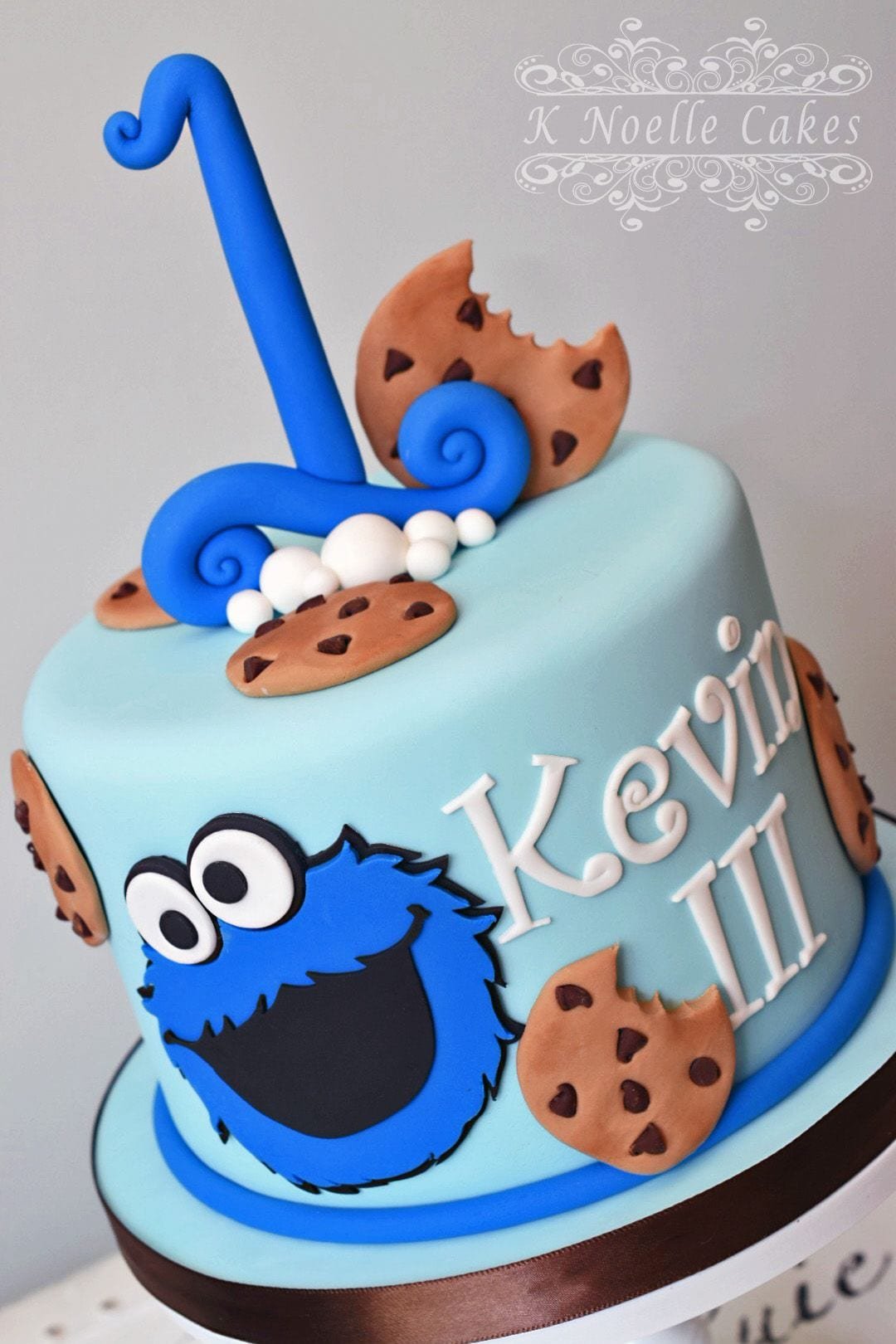 Cookie Monster Theme 1st Birthday Cake By K Noelle Cakes