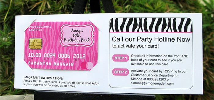 Credit Card Party Invitations