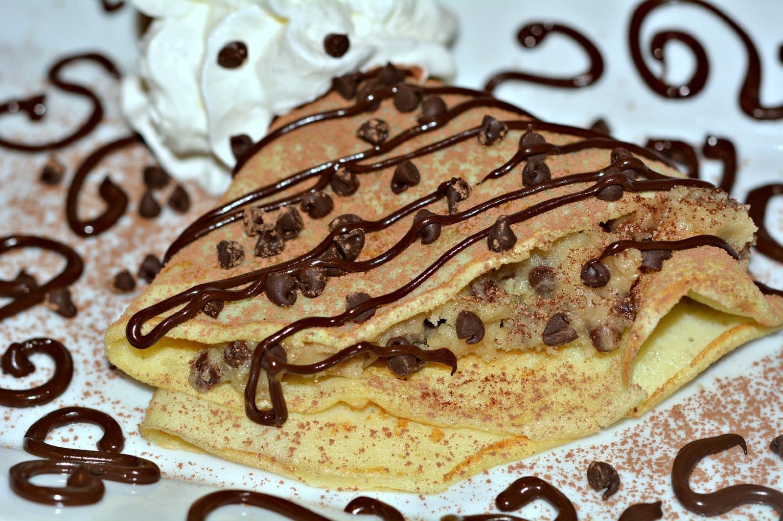 Crepes Stuffed With Chocolate Chip Cookie Dough