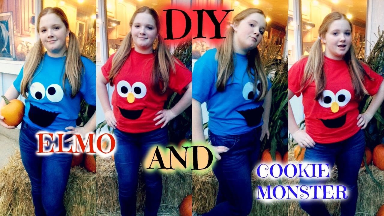 Easy And Fast Halloween Costumes  Diy Elmo & Cookie Monster