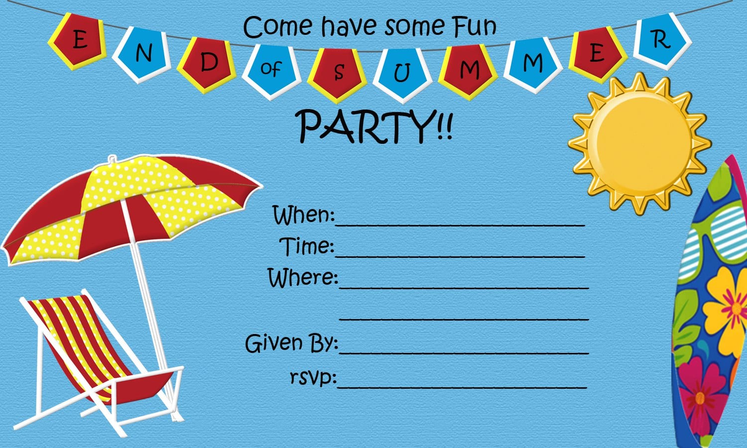 End Of Summer Party {free Printable}