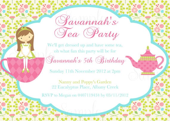 Free Printable Tea Party Birthday Invitation Ideal Tea Party