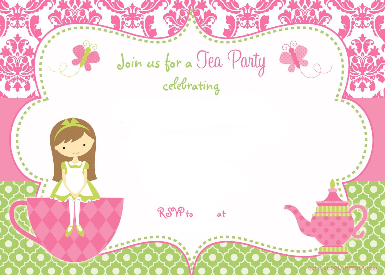 Free Printable Tea Party Birthday Invitation Ideal Tea Party
