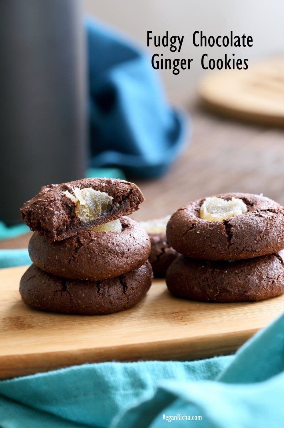 Fudgy Chocolate Cookies With Candied Ginger Gluten