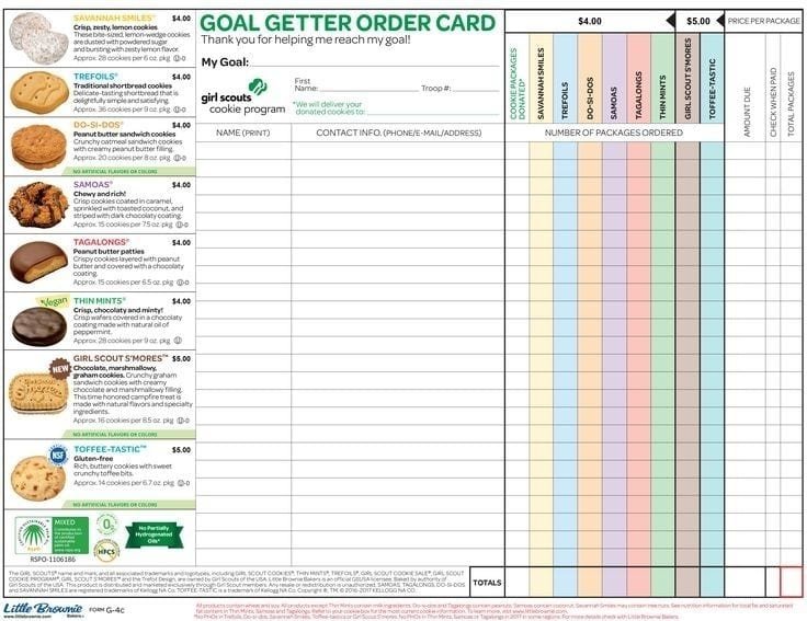 Girl Scout Cookie Order Form Printable 2018 Il 570xn 1118550494