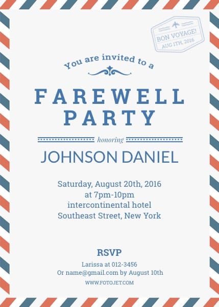 Going Away Party Invitation Templates