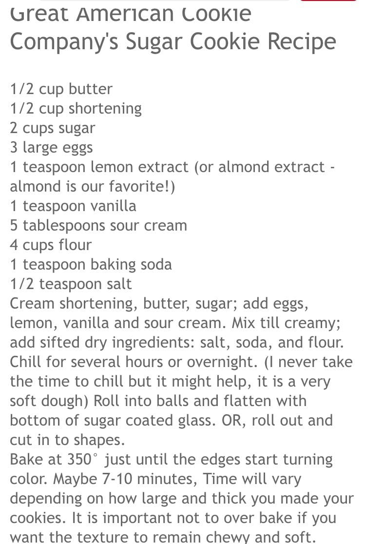 Great American Cookies’ Sugar Cookie Copycat Recipe