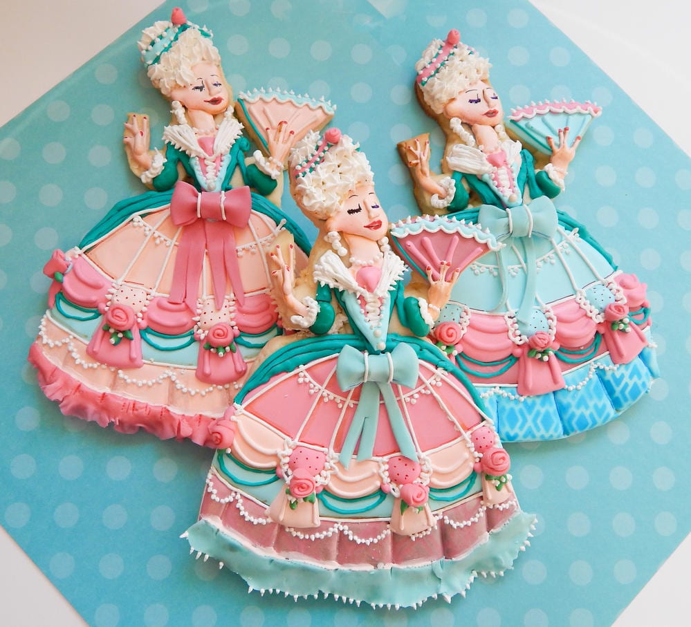 Marie Antoinette Royal Icing Dress Cookies