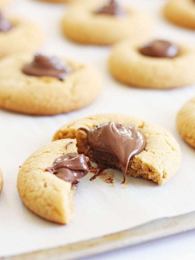 Nutella Peanut Butter Thumbprint Cookies