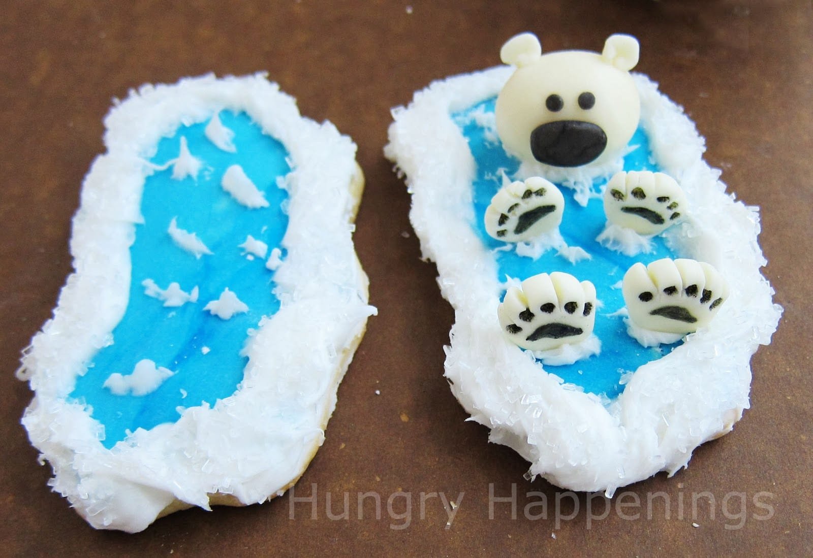 Polar Bear Cookies Decorated With Modeling Chocolate