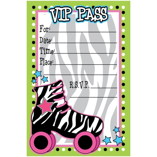 Roller Skating Birthday Party Invitations