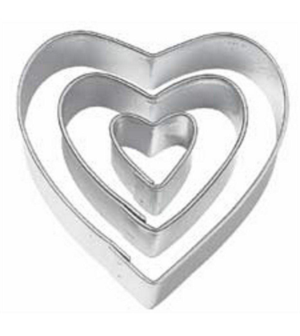 Set Of 3 Heart Cookie Cutters
