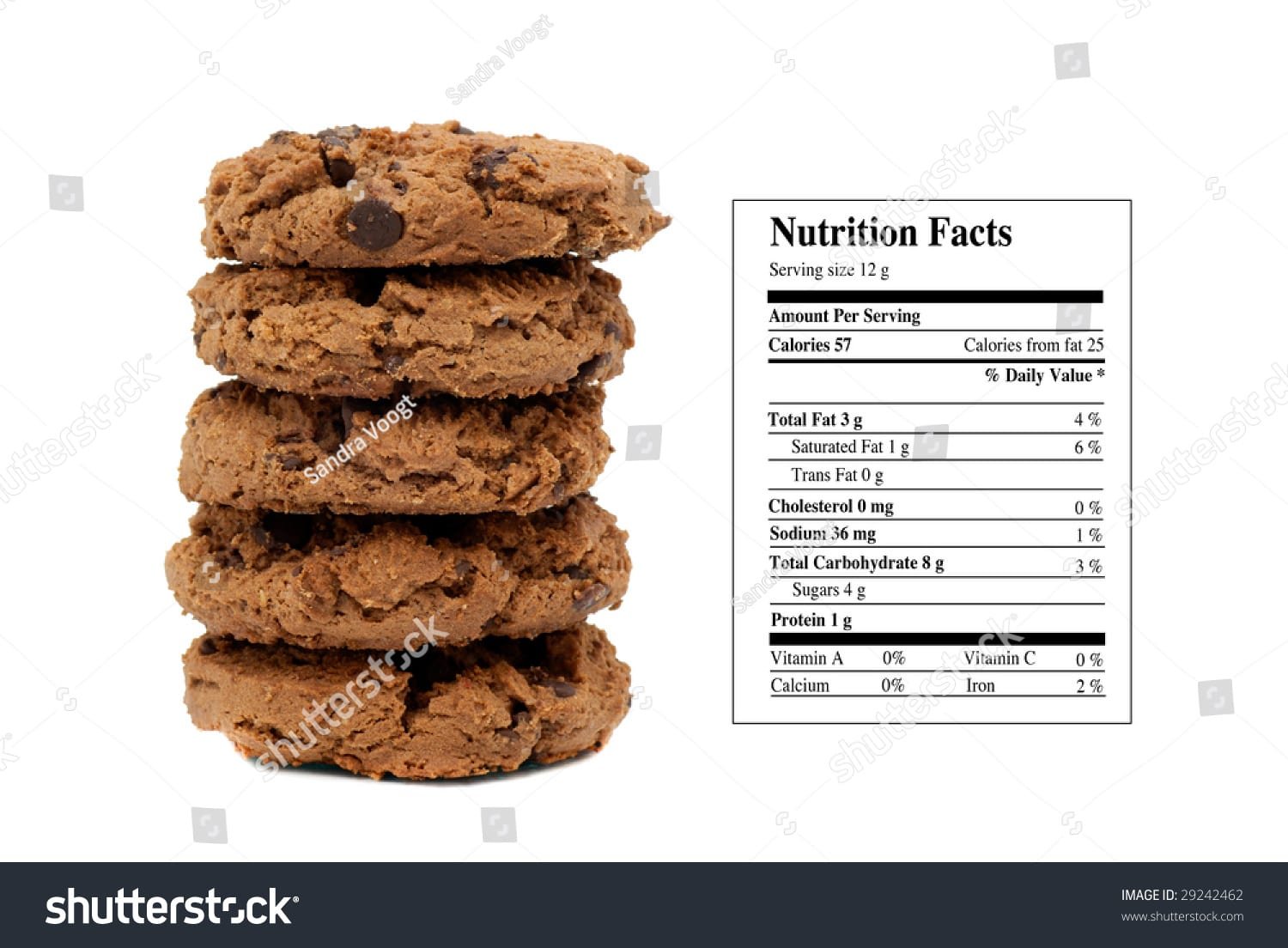 Stack Chocolate Chip Cookies Nutrition Facts Stock Photo (edit Now