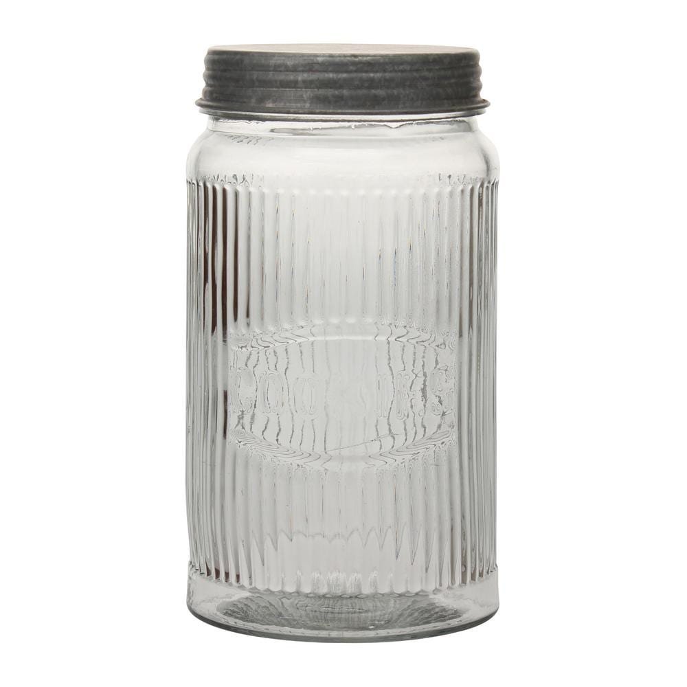 Stonebriar Collection Clear Pressed Glass Cookie Jar With