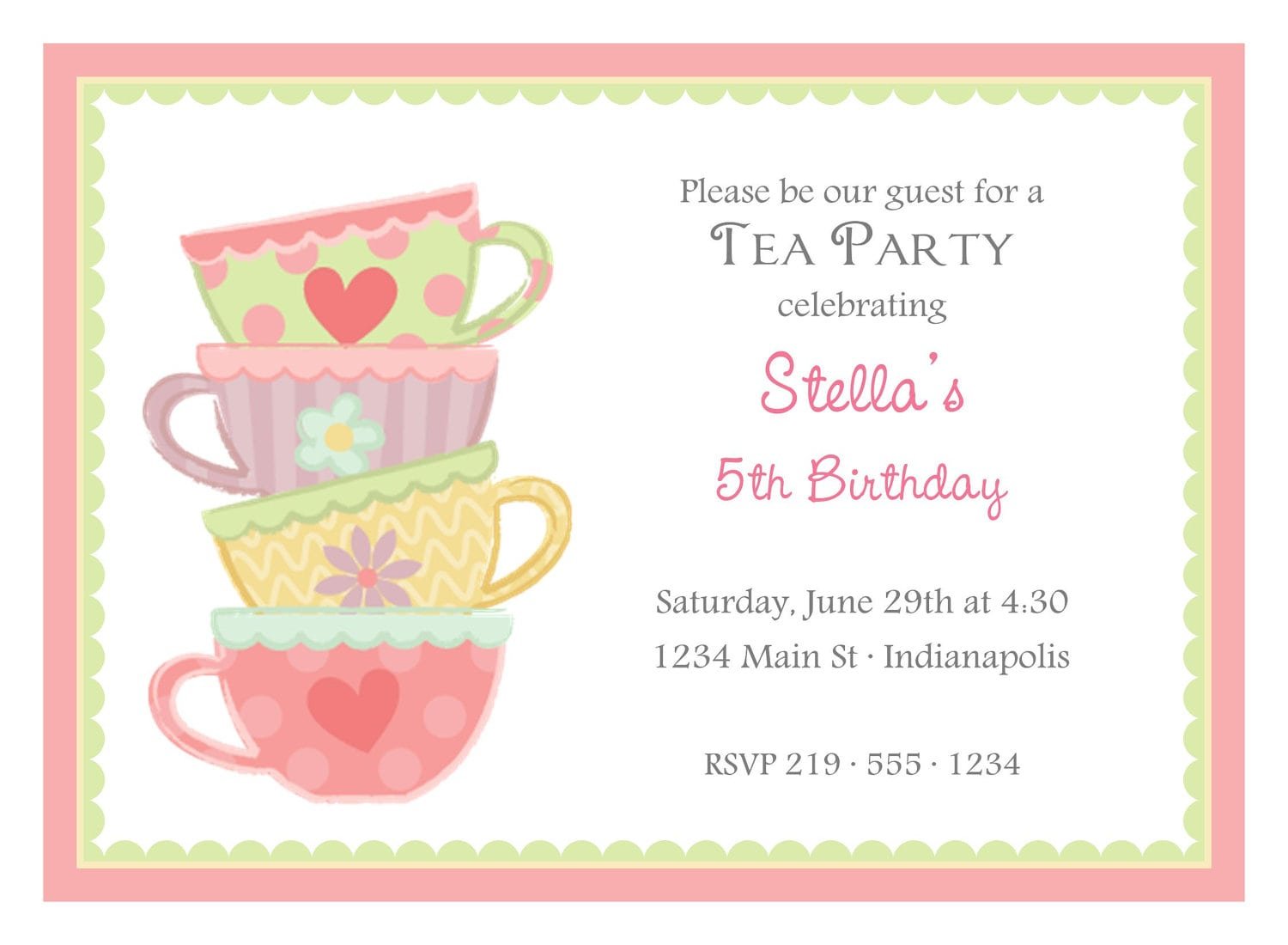 Tea Party Birthday Invites