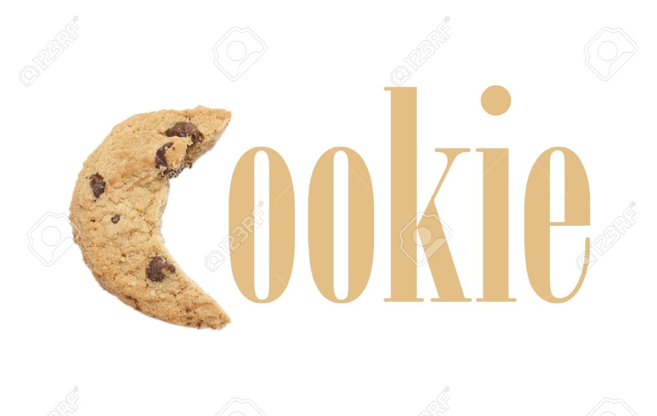 The Word Cookie With A Bitten Cookie For The First Letter C  Stock