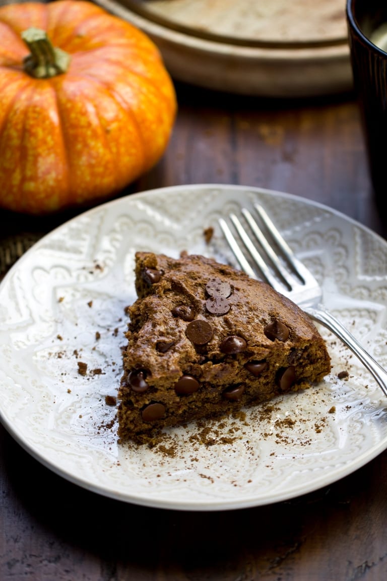 Vegan Pumpkin Spice Chocolate Chip Cookie Cake