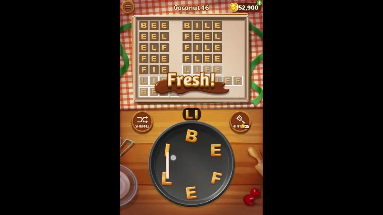 Word Cookies Coconut Pack Level 16 Answers