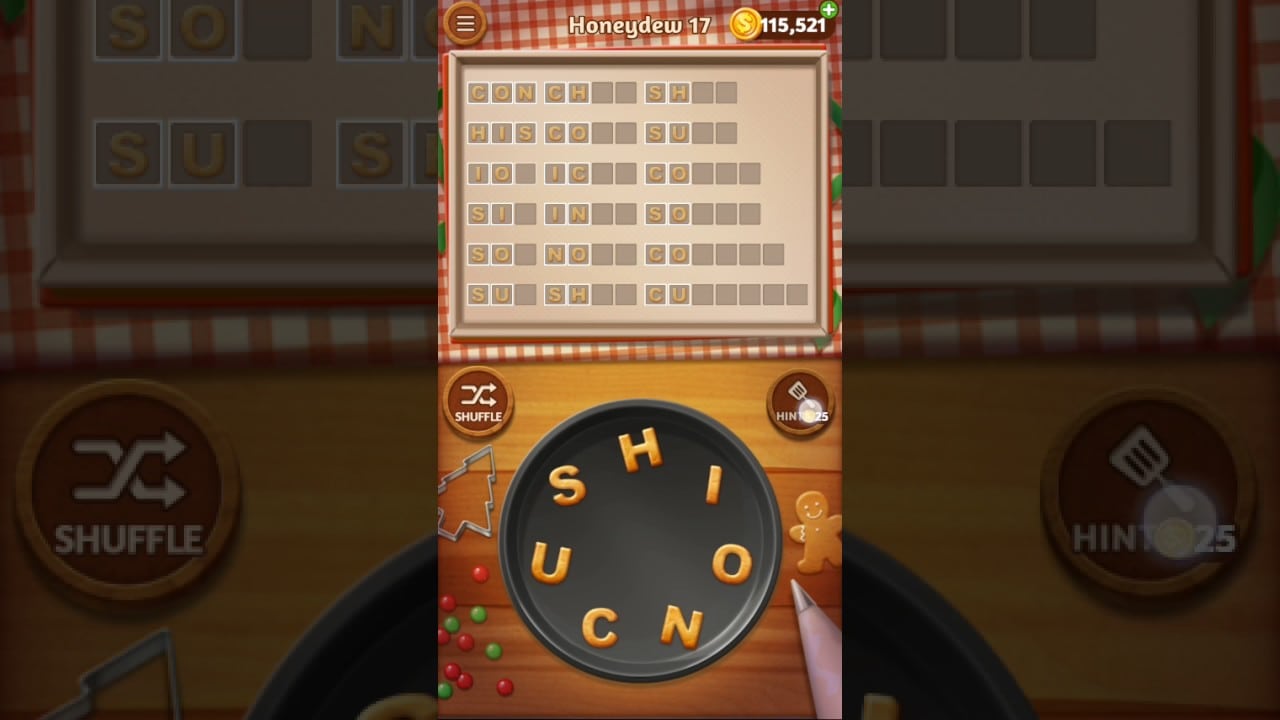 Word Cookies Honeydew Level 17 Sous Chef Solved
