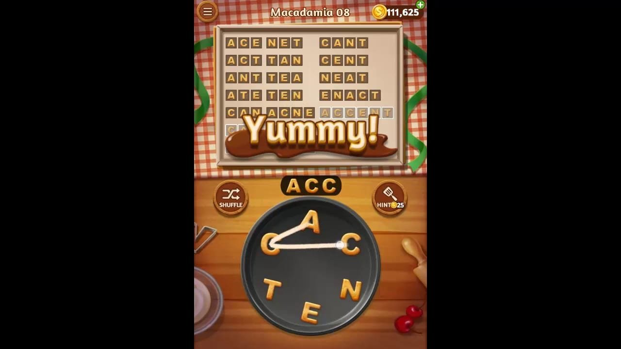 Word Cookies Macadamia Pack Level 8 Answers