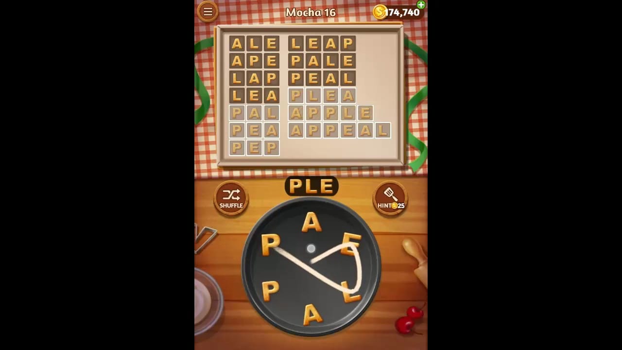 Word Cookies Mocha Pack Level 16 Answers