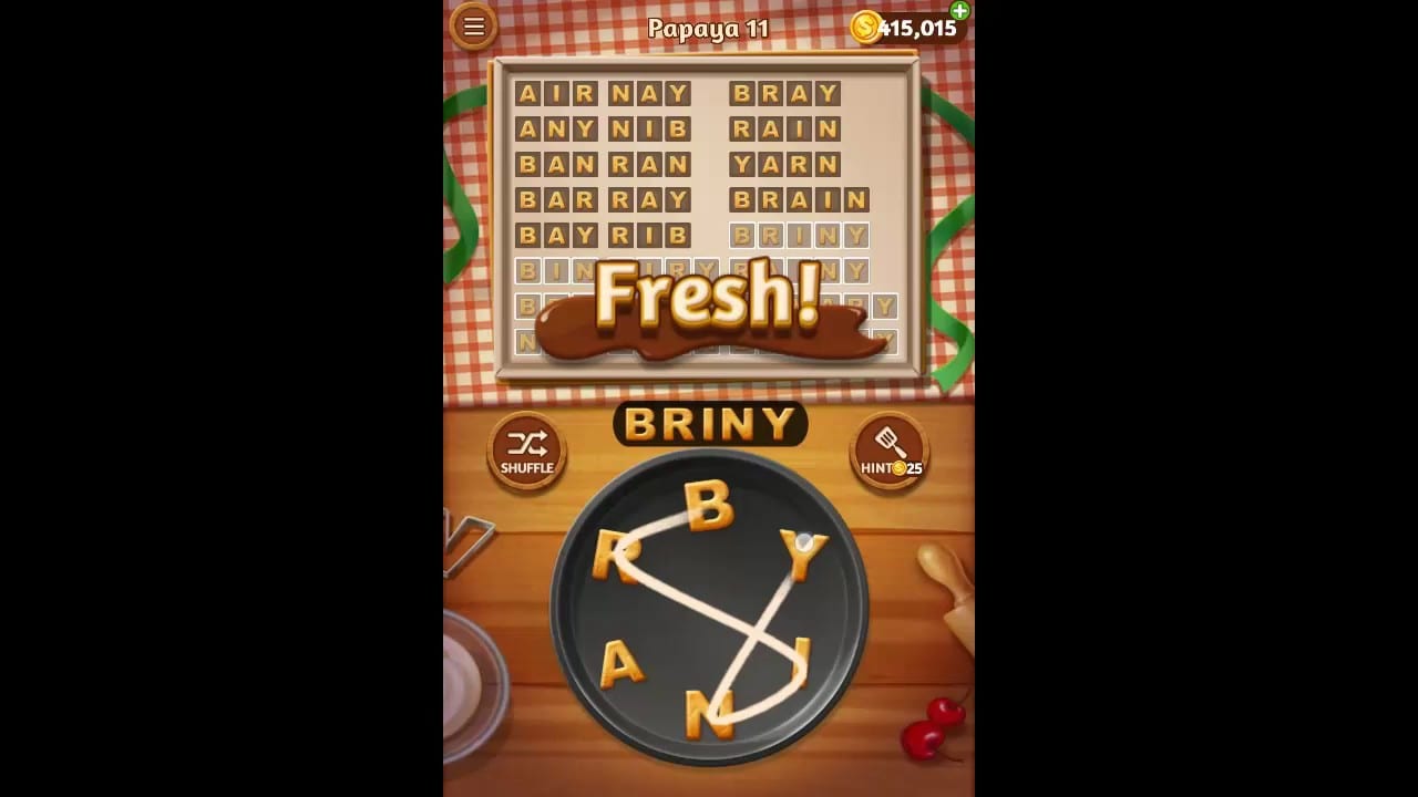 Word Cookies Papaya Pack Level 11 Answers