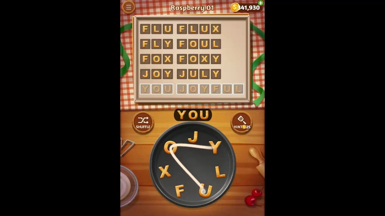 Word Cookies Raspberry Pack Level 1 Answers