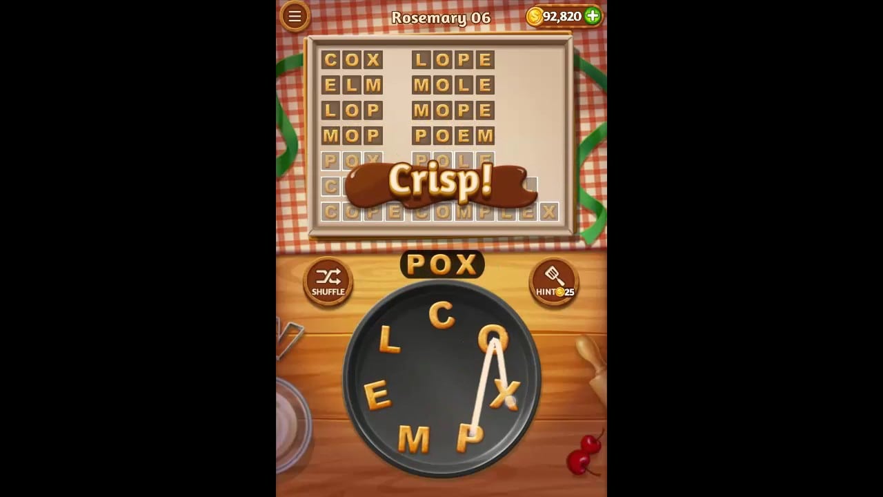 Word Cookies Rosemary Pack Level 6 Answers