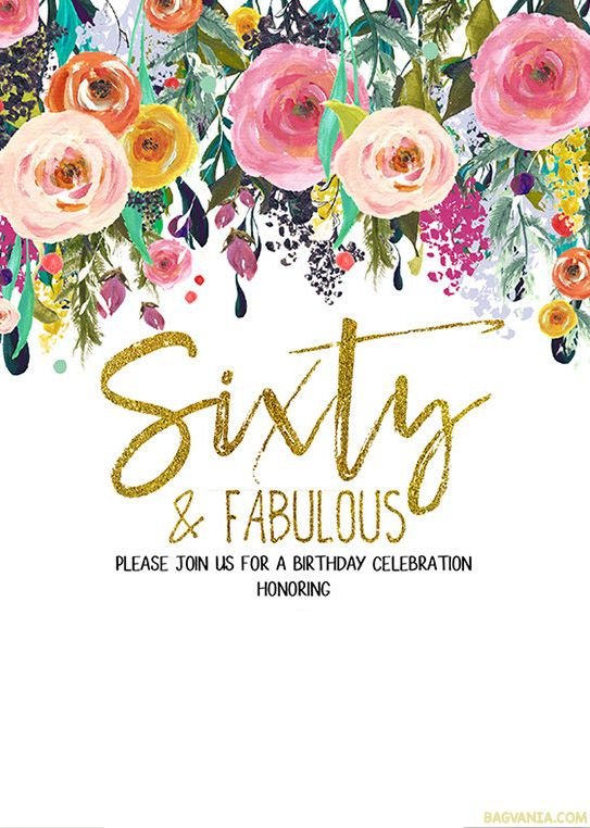 Afcaae Cute 60th Birthday Party Invitations Free Templates