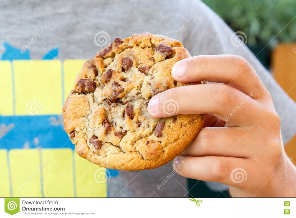 Child Holding Chocolate Chip Cookie  Stock Image