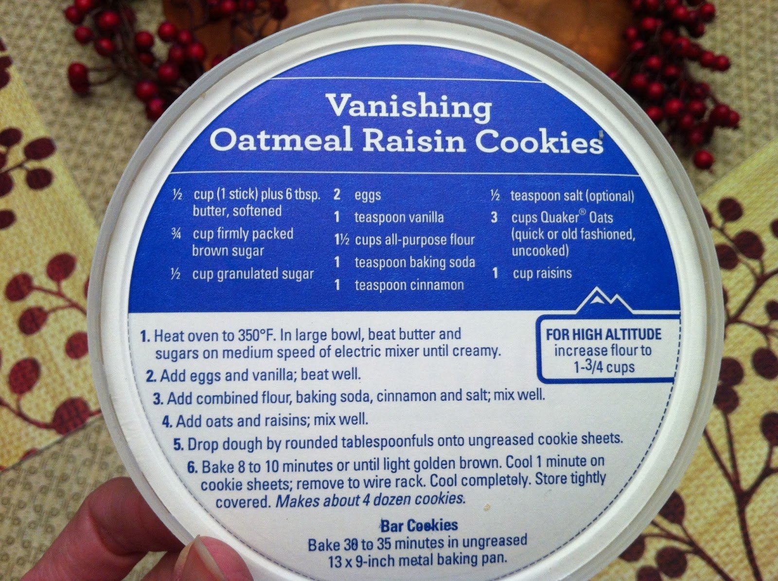 Free Allergy Recipe  Oatmeal Raisin Cookies