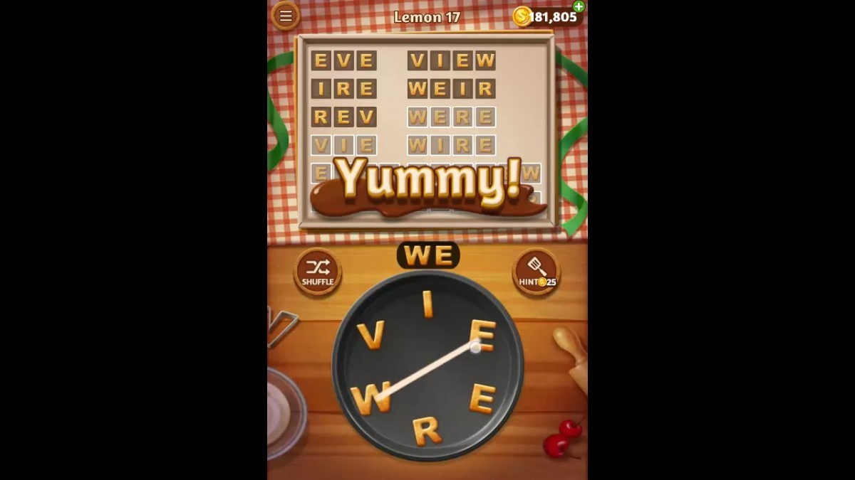 Word Cookies Lemon Pack Level 17 Answers