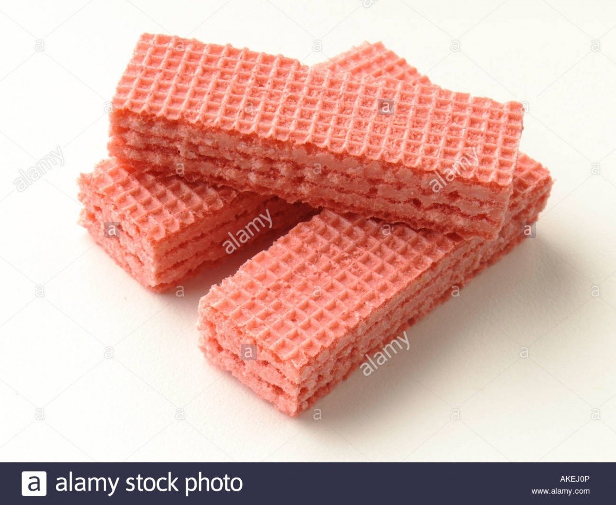 Graphic Photograph Pink Wafer Cookies Stock Photos & Graphic