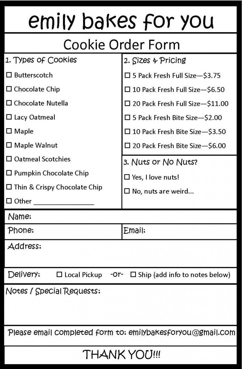 Cookie Order Form Recipe