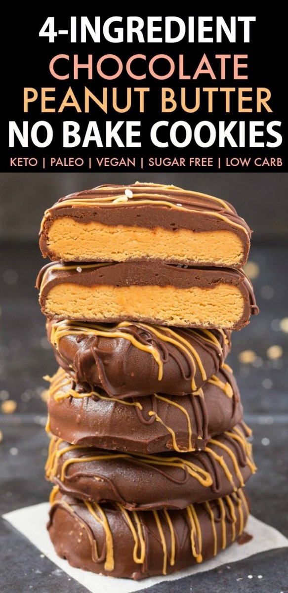 4 Ingredient Chocolate Peanut Butter No Bake Cookies (keto, Paleo