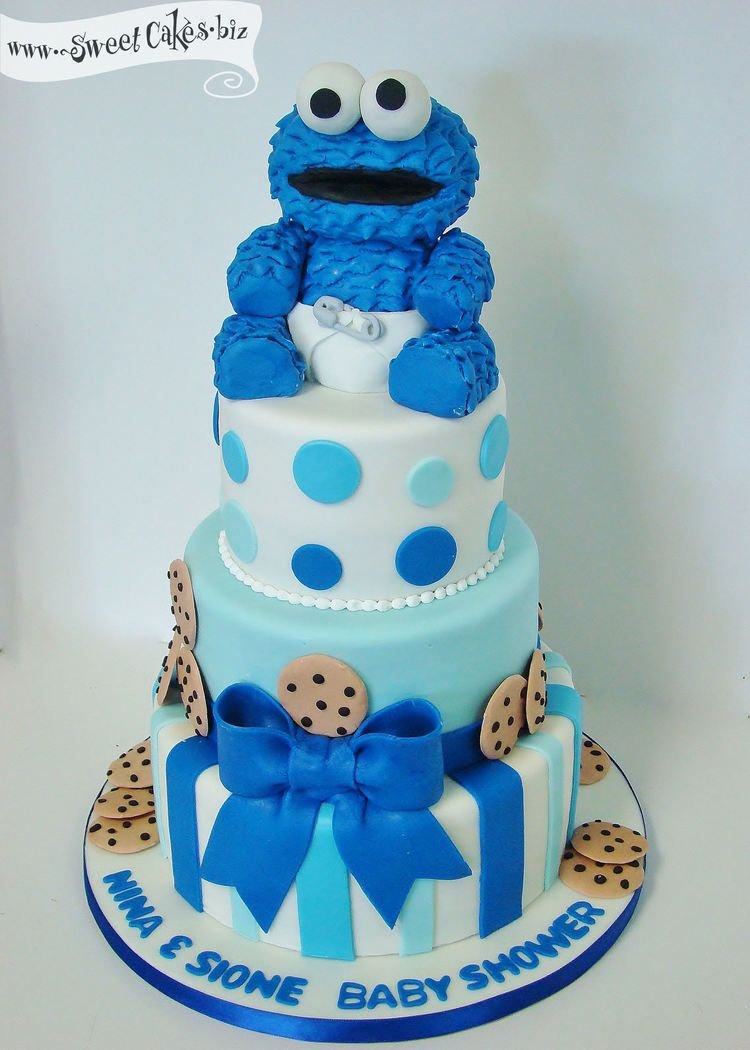 Baby Cookie Monster Baby Shower Cake
