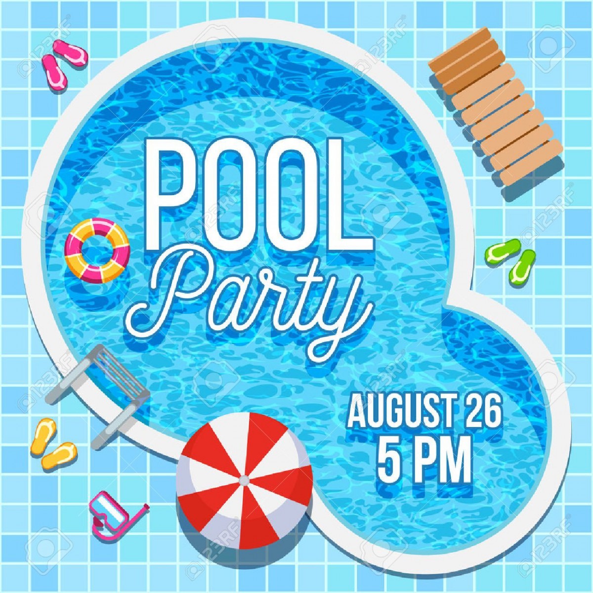 Summer Pool Party Invitation With Nobody Water Swimming Pool