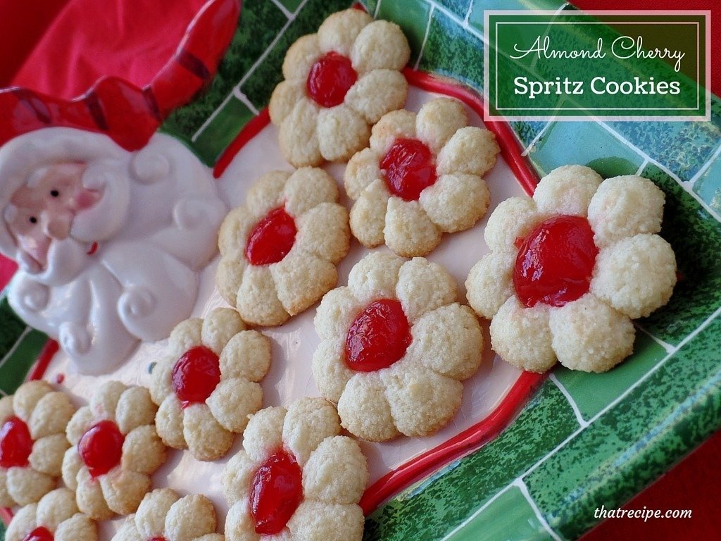 Almond Cherry Spritz Cookies  Deliciously Easy And Gluten