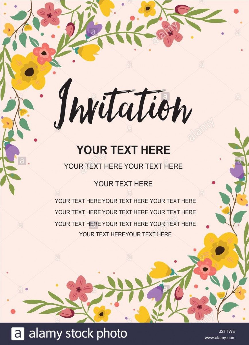 Anniversary Party Invitation Card Template  Colorful Floral Stock