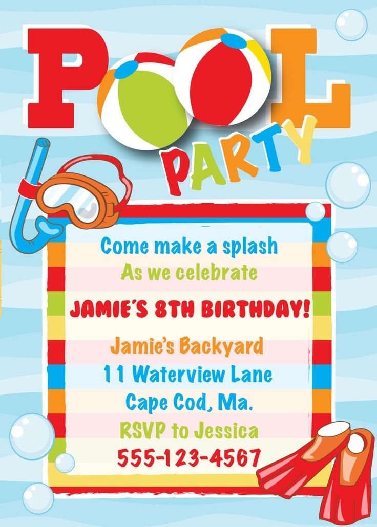 Birthday Pool Luxury Pool Birthday Party Invitations Great