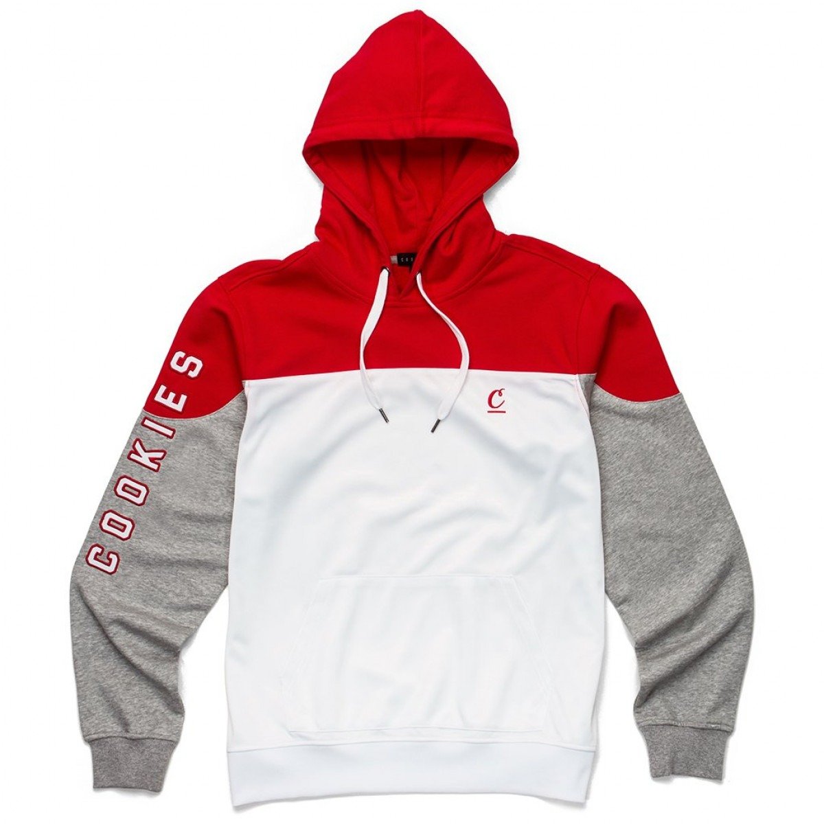 French Open Pieced French Terry Poly Applique Hoodie White