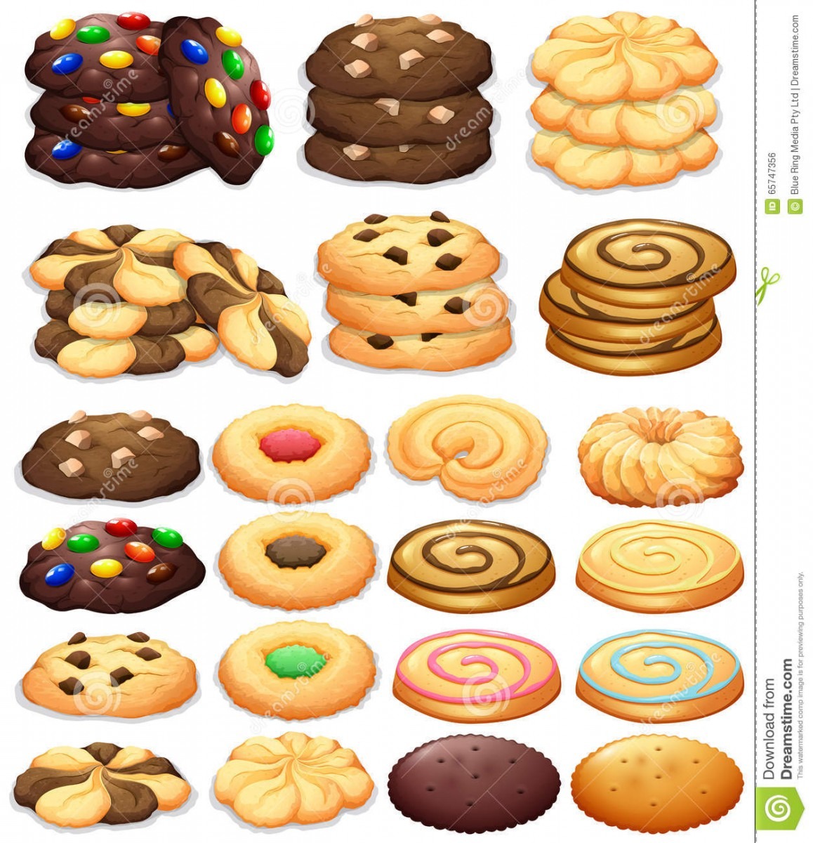 Different Kind Of Cookies Stock Vector  Illustration Of Butter
