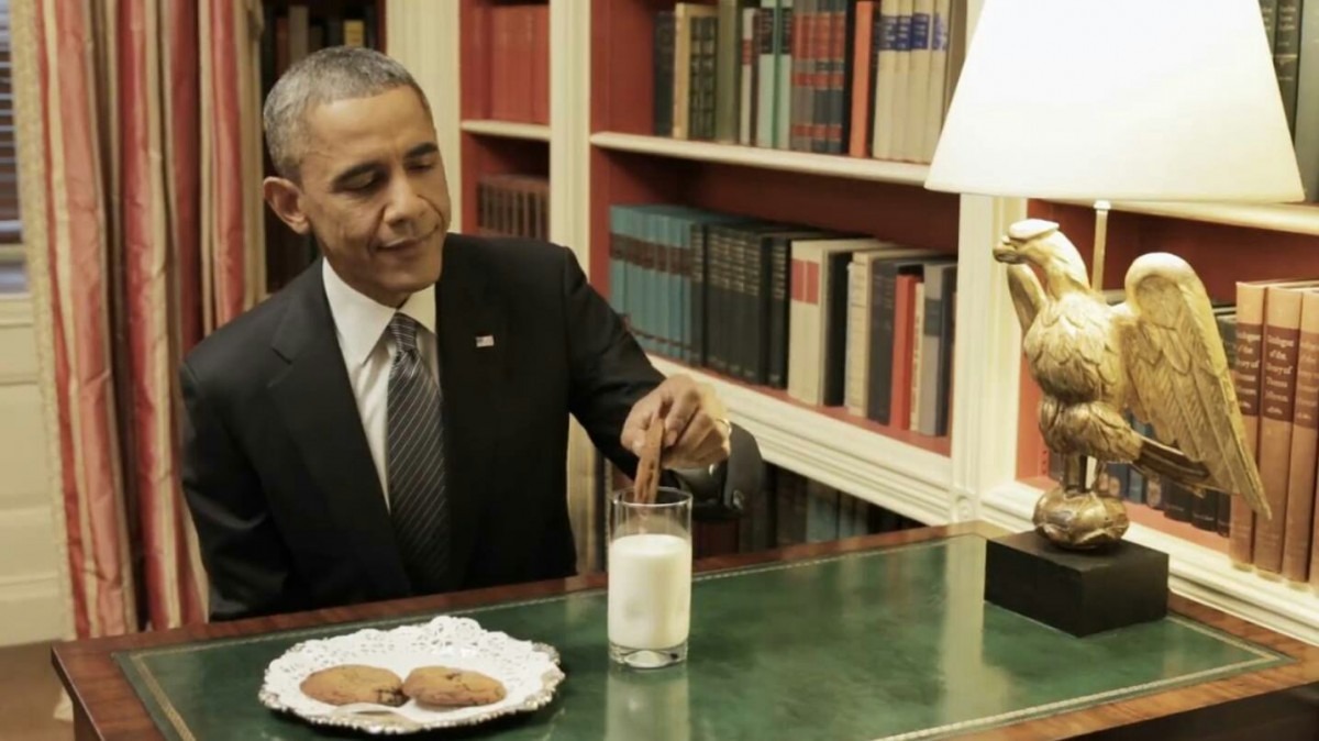 Psbattle  President Obama Taking A Milk And Cookies Break