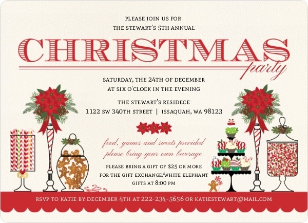 Holiday Sweets Bar Party Invitation Large Rounded New Christmas