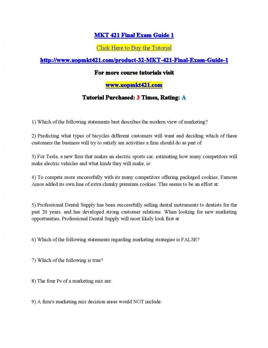 Mkt 421 Final Exam Guide 1   Mkt421dotcom By Akansha
